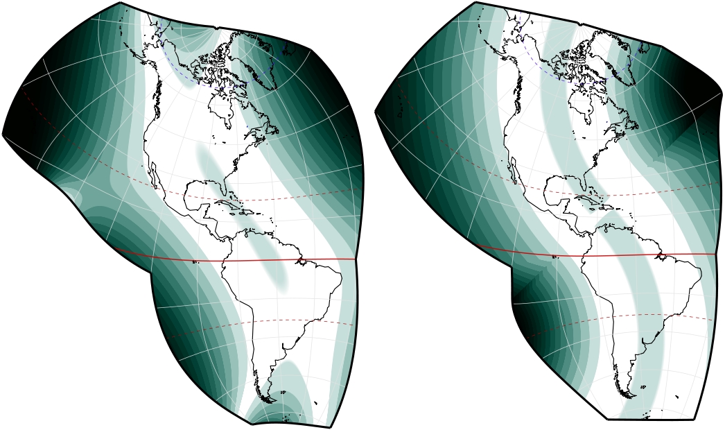 Modified Hotine vs bipolar oblique conic conformal