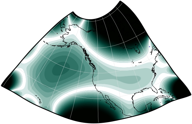 Nearly optimal for the entire US because nearly encloses the 50 states. Absolutely optimal for the enclosed northeast Pacific.