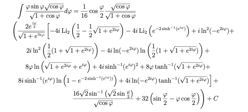 Integral for Eisenlohr area calculation